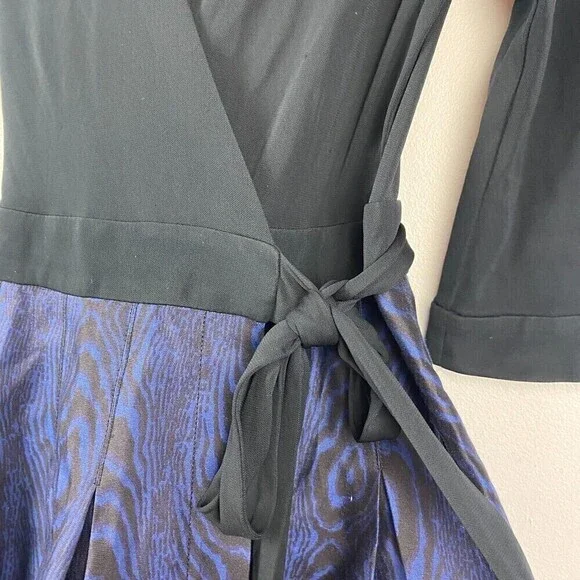 DVF Diane von Furstenberg JEWEL Shadow Blue Black Silk Combo Wrap Dress Size 0 - Picture 4 of 13